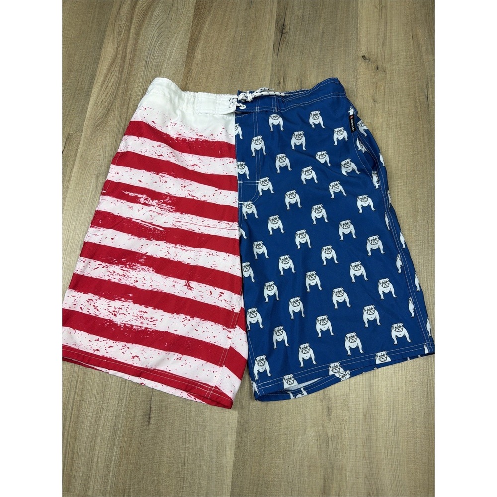 Airwalk Swim Trunks American USA Flag Bulldog Mens Medium Patriotic Board Shorts